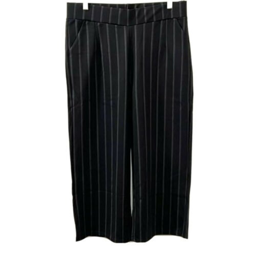 Coco + Carmen Women's Black Striped Cropped Pants Stretch Dress Pants Size L/XL